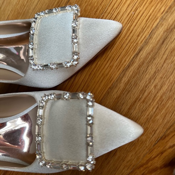 Barley Mischka heels pump ivory satin 7,5 size bride shoes - Picture 7 of 8